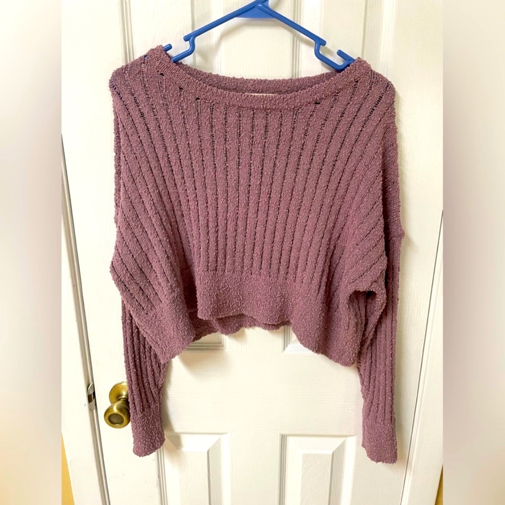 Altar’d State purple cropped textured sweater